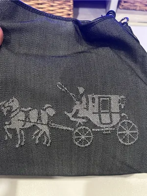 Coach canvas shoulder bag silver horse and carriage embroidered front thumbnail 8