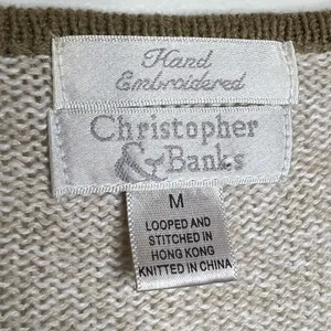 VTG Christopher & Banks Hand Embroidered Sweater Women’s Medium Floral thumbnail 2