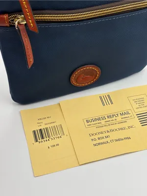 Dooney & Bourke‎ Triple Zip Navy Crossbody with Brown Leather Trim thumbnail 4