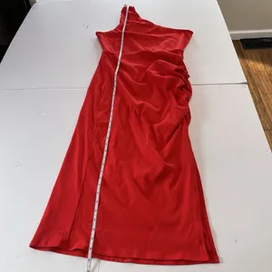 Lulus Red Centered on Style One-Shoulder Ribbed Bodycon Slit Midi‎ Dress Size XL thumbnail 8