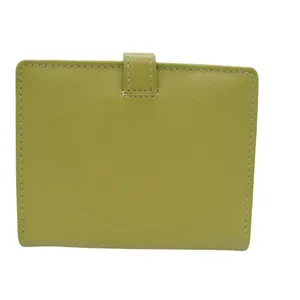 Genuine Leather Card ID Holder Photos Small Wallet Lime Green 4x3" Pocket Wallet thumbnail 3
