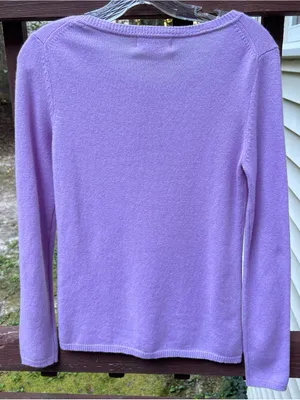 Peck & Peck Women L/S Pullover 2 Ply 100% Cashmere Lilac Sweater,Minimalist|Sz:S thumbnail 6