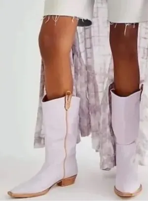 Free People We The Free Montage Leather Cream/Bone Tall Boots(Size 38/7.5) thumbnail 1