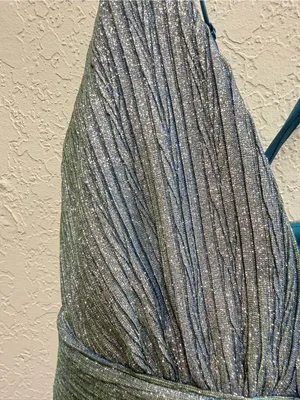 Lulu's shimmery hoco dress silver blue green crinkly glam fairycore pixie large thumbnail 4