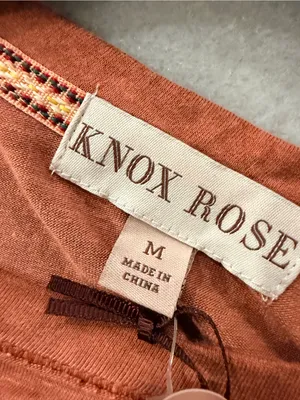 NWT Knox Rose Size M Rust Lace Shoulder Smocked Cuff Long Sleeve Boho Top thumbnail 9