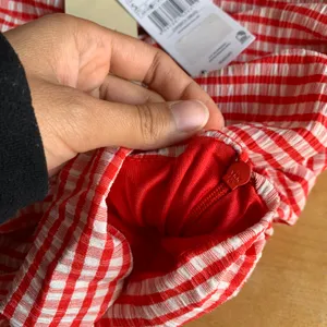 Red Gingham Ruched Sweetheart Top thumbnail 3