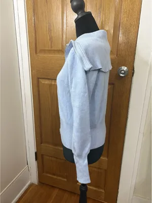 Magaschoni Size L Light Blue Zip Front Cardigan Sweater thumbnail 3