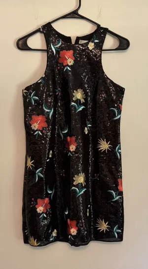 Lovers + Friends Caspian Embroidered Sequin Floral Shift‎ Dress Sz Small Revolve thumbnail 1