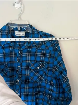 Wrangler Wrancher Blue Plaid Pearl Snap western shirt ➕ thumbnail 8