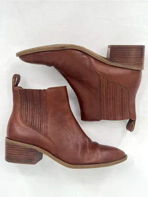 Crown Vintage Tolana2 Brown Leather Block Heel Chelsea Ankle Boots Booties 7.5 thumbnail 4