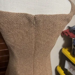 Ralph Lauren Black Label Wool Herringbone Tweed Sheath Dress Beige Midi Sz 2 thumbnail 7