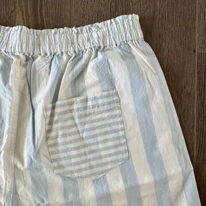 Madewell Pull On Boxer Style Lounge Shorts Blue Stripe Womens Large NEW thumbnail 8