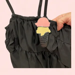 Fun NWT Fiorucci black tiered ruffle ice cream pin adjustable strap top thumbnail 3