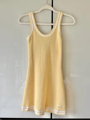 ALO Yoga Tennis Club Sweater Knit Dress - Warm Butter Yellow - XS - Like New thumbnail 3