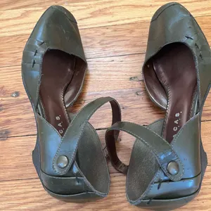 Novacas Vegan Olive Green Low Wedge Ankle Strap Mary Jane Shoes thumbnail 10