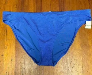 aerie Cobalt Blue Textured Bikini Bottoms thumbnail 1