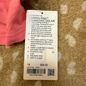 Lululemon Athletica NWT Align cropped cami tank Sakura pink A/B women’s size 14 thumbnail 6