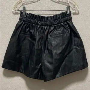 QIANXIZHAN Women's Leather Shorts, Faux High Waisted Wide Leg thumbnail 5