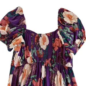 Band of the Free Aimee Purple Floral Puff Sleeve Mini Dress Women’s Size Medium thumbnail 8