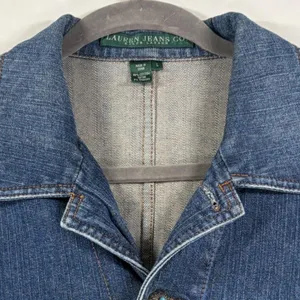Lauren Ralph Lauren Denim Trucker Jacket Medium Wash Concho Buttons Blue Large thumbnail 4