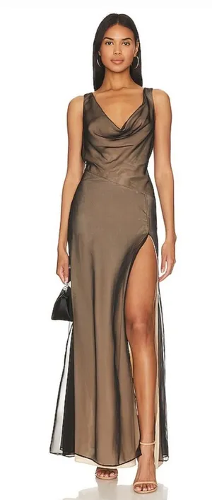 NBD Calla Gown in Black & Nude XS thumbnail 1