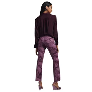 Anthropologie Maeve Purple Swirl Pullon Boot Cut Pants S thumbnail 4