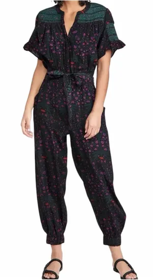 Roller Rabbit Rhone Niana Jumpsuit in Black Floral thumbnail 1