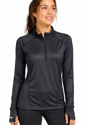 Danskin Now Performance Black Micro-Stripe Athletic Quarter‎ Zip XL Dri More thumbnail 1