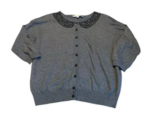LOFT beaded cardigan with 3/4 sleeves thumbnail 1
