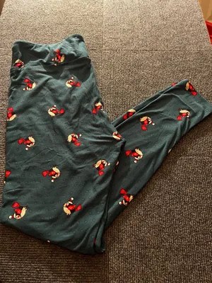 LuLaRoe Leggings OS Green Christmas penguins thumbnail 6
