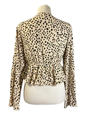 Free Kisses Spot Print Tie-Front Crop Top - Size L thumbnail 2