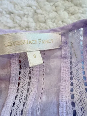 LOVESHACK FANCY Natasha Mini Dress in Violet Splash Hand Dye Small Lace Detail thumbnail 4