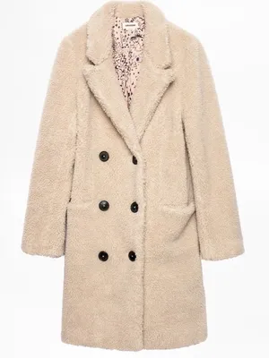 ZADIG & VOLTAIRE Teddy Mint Coat Cream Sherpa Shearling Long Beige size xs thumbnail 3