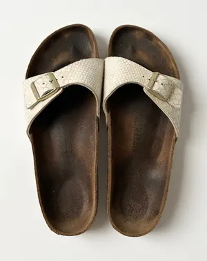 Birkenstock Madrid Sandals Suede Leather Cream Snake Iridescent Size EU 40 US 9 thumbnail 1