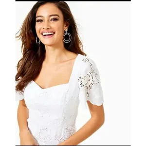 Lilly Pulitzer Bonnie Dress Resort White Jumbo Bonquet Eyelet Sz 2 Bridal #500 thumbnail 3