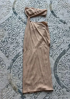 SHEIN Strapless Beige Dress thumbnail 1