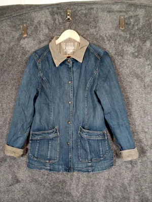 Outback Co Chesterfield Denium Barn Jacket Short Coat Couduroy Collar Cuffs M thumbnail 4