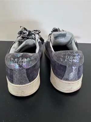 P448 Suede & Polka Dot Low-Top Sneakers in Black, Gray & Lavender thumbnail 3