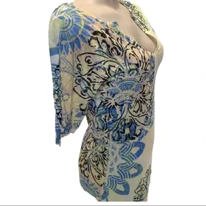 Butterfly Dropout Size Large 3/4 Sleeve Sublimation Printed Top. Made in USA thumbnail 2