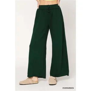 Umgee‎ Elastic Drawstring Waistband Wide Leg Pants thumbnail 2