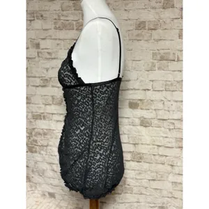 Victoria's Secret The‎ Lacie Black Top With Cheetah Print M thumbnail 6