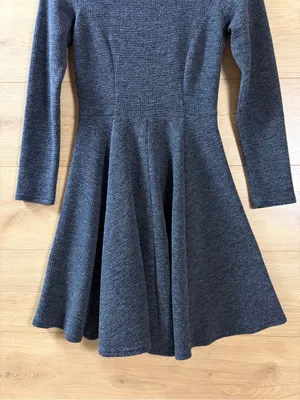 Collective Concepts Long Sleeve Fit-and-Flare Dress in Charcoal Gray thumbnail 2