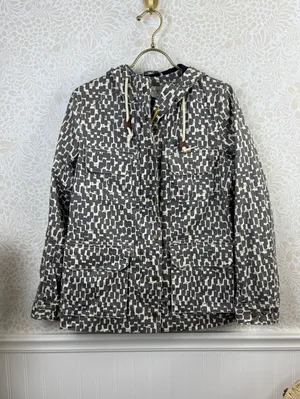 BODEN Gray and White Printed Canvas Heavy Utility Field Rain Jacket - Size - 6 thumbnail 9