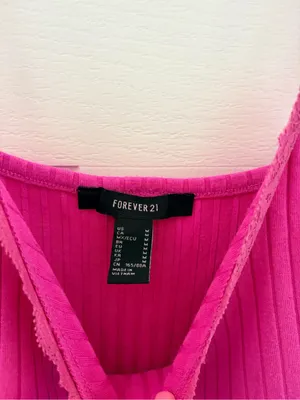 Forever 21 Fuchsia Ribbed Lace-Trim One-Piece thumbnail 3