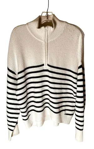French Connection Stripe Half Zip Sweater Size Medium thumbnail 2