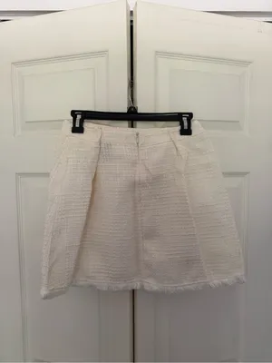 SHEIN White Tweed Skirt Set Frayed Hem Button Detail Preppy Girly Set Medium thumbnail 9