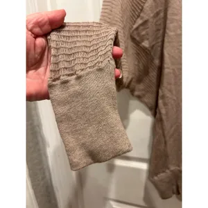 Moda International Cotton‎ Cashmere Batwing V-Neck Sweater Taupe Large thumbnail 3