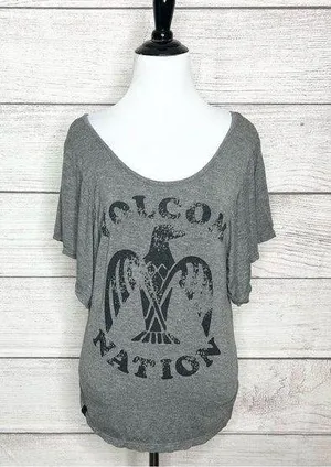 Volcom Nation Gray & Black Flutter Sleeve Skate T-shirt Women’s Size Medium thumbnail 1