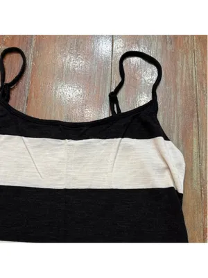 Loft Black and White Striped Tank Top Medium thumbnail 2