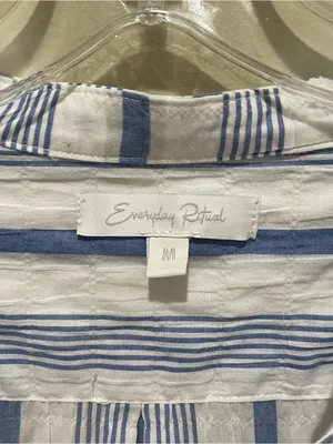 Everyday Ritual Tracey Stripe Cotton Nightgown Blue White Women’s Size Medium thumbnail 6